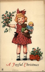 Little Girl With Toys And Holly Postcard