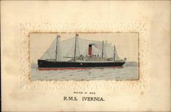 R.M.S. Ivernia Ship Woven Silk Postcard Postcard Postcard