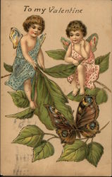 To My Valentine - Cherubs and Butterfly Postcard