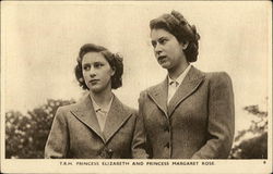 Princesses Elizabeth and Margaret Rose Royalty Postcard Postcard Postcard