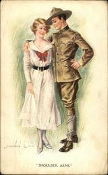 WWI Soldier and Woman Embracing Couples Postcard Postcard Postcard