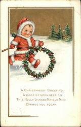 A Christmassy Greeting Children Postcard Postcard Postcard