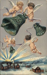 Cherubs and Bells Christmas Postcard Postcard Postcard