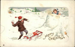 Children Playing in Snow Postcard Postcard Postcard