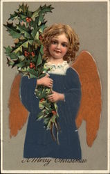 Child Angel with Holly Angels Postcard Postcard Postcard