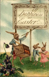 Three Bunny Rabbits at Easter Postcard