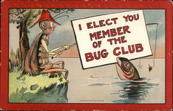 Bug Going Fishing with a Pole Postcard