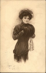 Woman with Skates Postcard