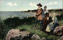 Pilgrims Standing on Shore Postcard