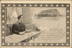 Army YMCA Building and Officer Postcard