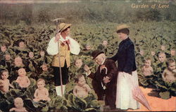 Garden of Love - Gardening in a Baby Cabbage Patch Vegetables Postcard Postcard Postcard