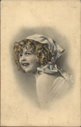 Girl with Curly Hair and Headscarf Girls Postcard Postcard Postcard