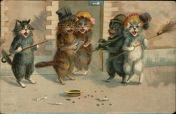 Cats Singing in the Street for Donations Postcard