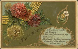 Flowers and Topaz with November Poem Months Postcard Postcard Postcard