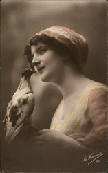 Woman with Pigeon Postcard