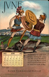 Month of June, Salem Commercial School Calendars Postcard Postcard Postcard