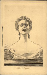 Woman Singing Postcard