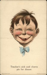 Teacher's Sick and Cherry Pie for Dinner Caricatures Postcard Postcard Postcard