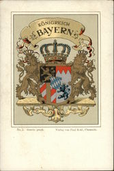 Bavarian (Bayern) Coat of Arms Germany Postcard Postcard Postcard