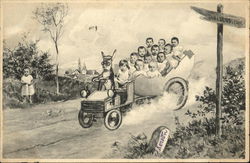 Rabbit Carrying Babies in an Egg Trailer Postcard