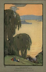 Modern Illustration - The Hudson River from Riverside Drive Postcard