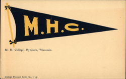 M. H. College Pennant Postcard