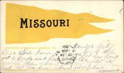 University of Missouri Pennant Columbia, MO School Pennants Postcard Postcard Postcard