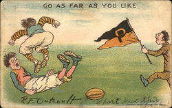 Princeton University Pennant and Football Players Postcard