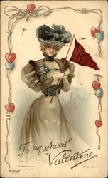 To My Sweet Valentine - Harvard Girl Hearts Postcard Postcard Postcard