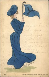 Yale Girl in Blue Postcard