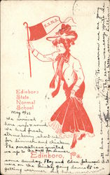 Edinboro State Normal School College Girl with Flag College Girls Postcard Postcard Postcard