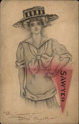 Sawyer College Girl College Girls Postcard Postcard Postcard