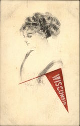 University of Wisconsin College Girl Postcard