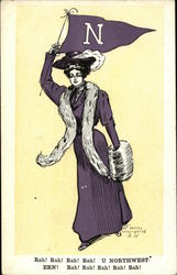 Northwestern University College Girl Postcard