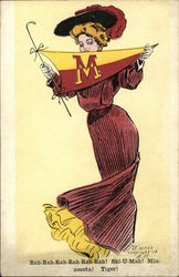 University of Minnesota College Girl with Pennant Postcard