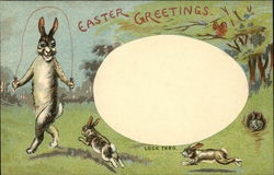 Easter Bunnies Jumping Rope Postcard