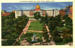 Boston Common And State House Massachusetts Postcard Postcard