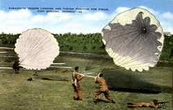 Parachute Troops Landing And Taking Position For Firing Postcard