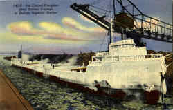 Ice Coated Freighter Boats, Ships Postcard Postcard