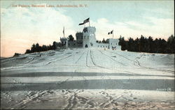 Ice Palace in the snow at Saranac Lake Postcard