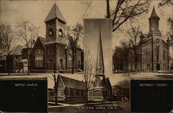 Baptist, Presbyterian and Methodist Churches Postcard