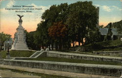 Soldiers' Monument, Congregational Church and Chapel Methuen, MA Postcard Postcard Postcard