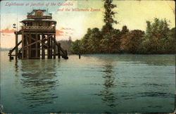 Lighthouse at Junction of the Columbia and the Willamette Rivers Portland, OR Postcard Postcard Postcard