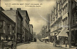 Main Street Looking West from Prichard Steet Fitchburg, MA Postcard Postcard Postcard