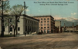 New Post Office and South Side Pike's Peak Avenue Looking West Colorado Springs, CO Postcard Postcard Postcard