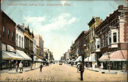 Delaware Street Looking East Leavenworth, KS Postcard Postcard Postcard