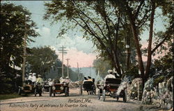 Automobile Party at Entrance to Riverton Park Postcard