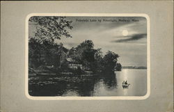 Populatic Lake by Moonlight Medway, MA Postcard Postcard Postcard