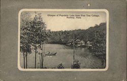 Glimpse of Populatic Lake From Pine Tree Cottages Medway, MA Postcard Postcard Postcard