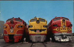 Streamliners Lined Up for Departure Locomotives Postcard Postcard Postcard